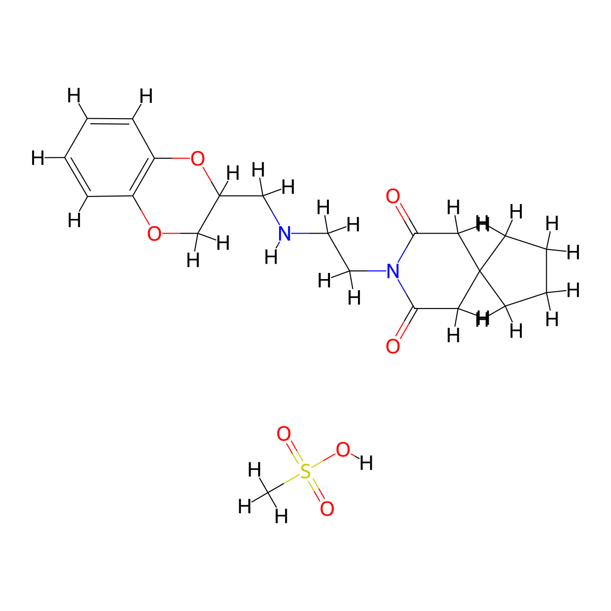 Binospirone Mesylate molecular structure, CAS 124756-23-6