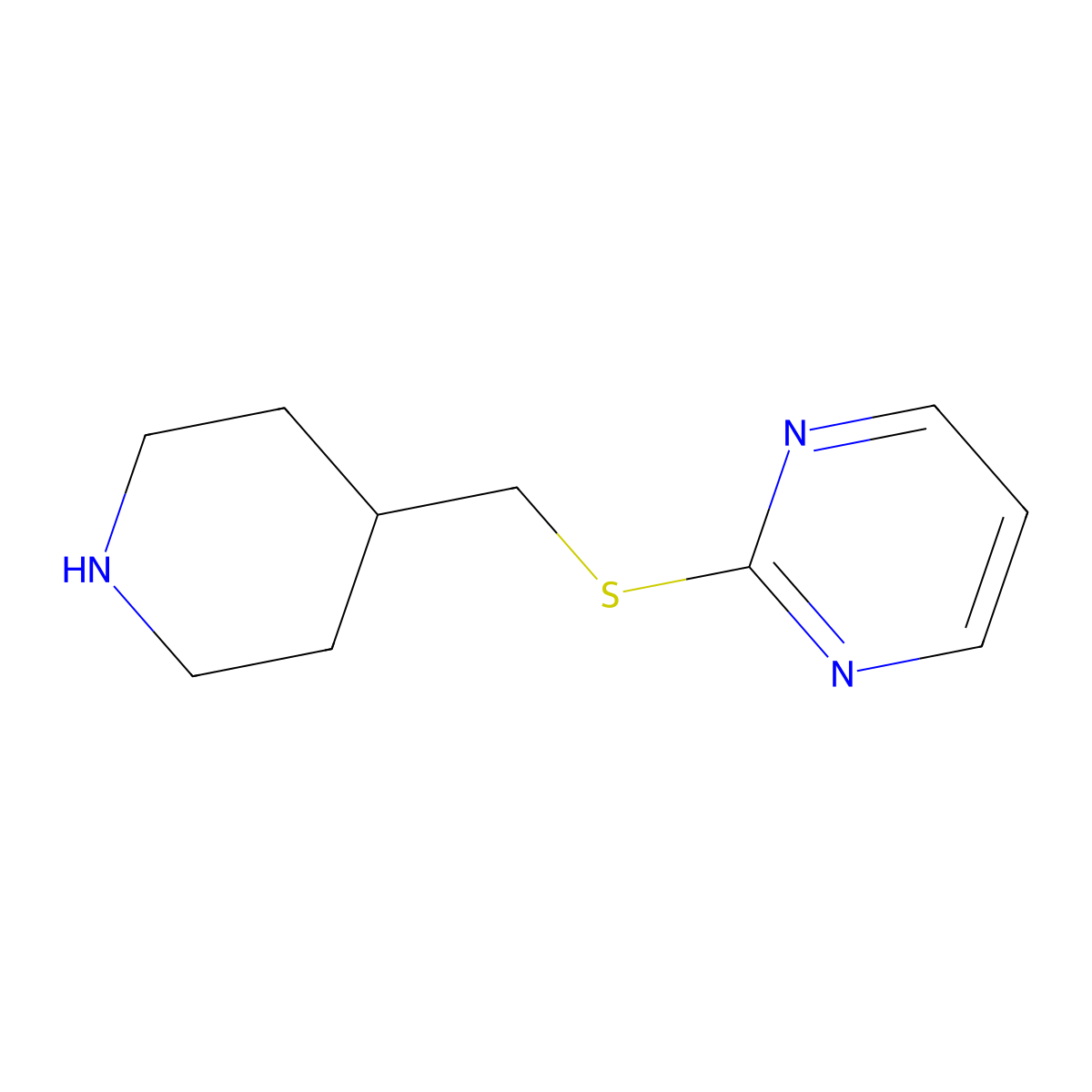 2-{[(Piperidin-4-yl)methyl]sulfanyl}pyrimidine molecular structure, CAS 1247560-89-9
