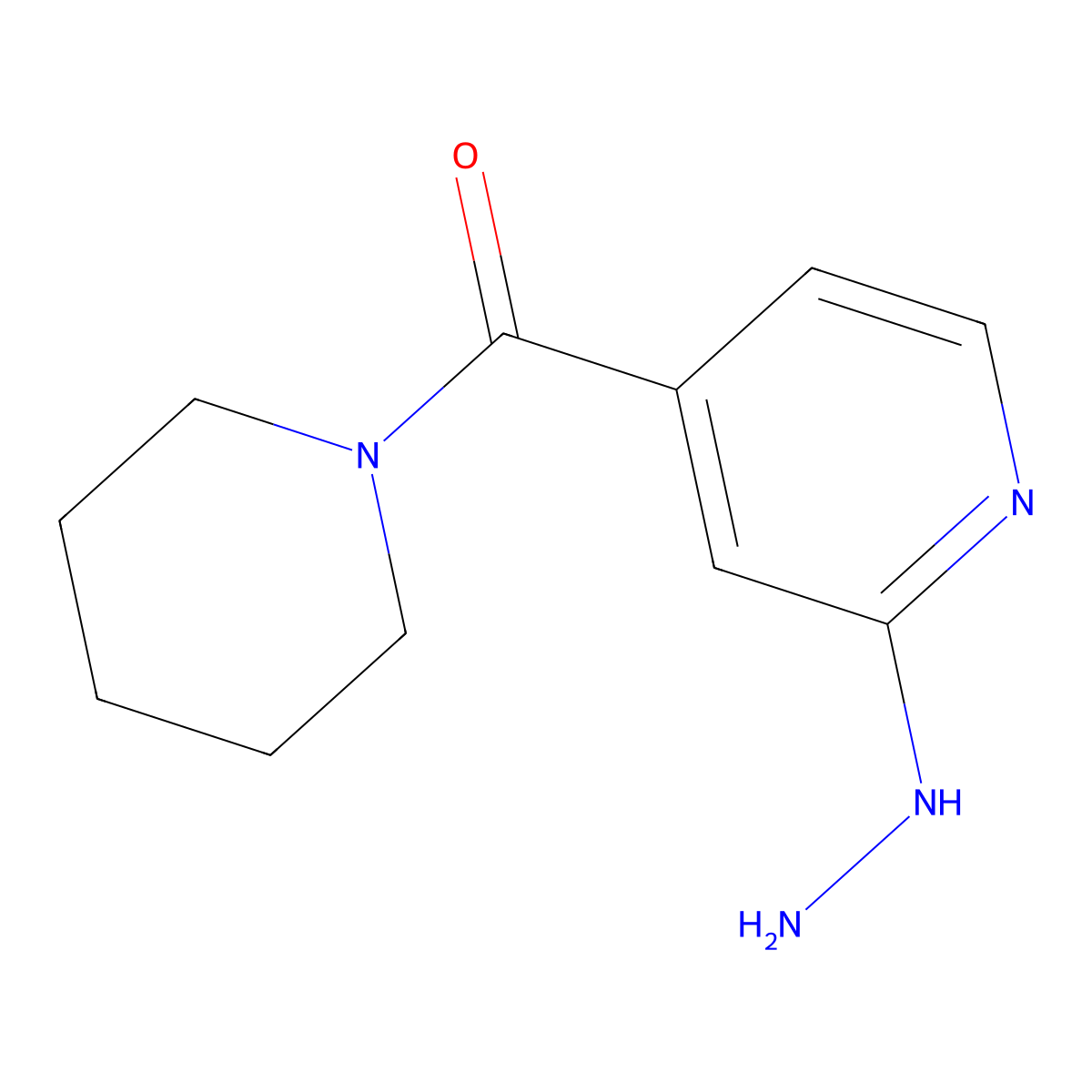 2-Hydrazino-4-(piperidin-1-ylcarbonyl)pyridine molecular structure, CAS 1247561-58-5