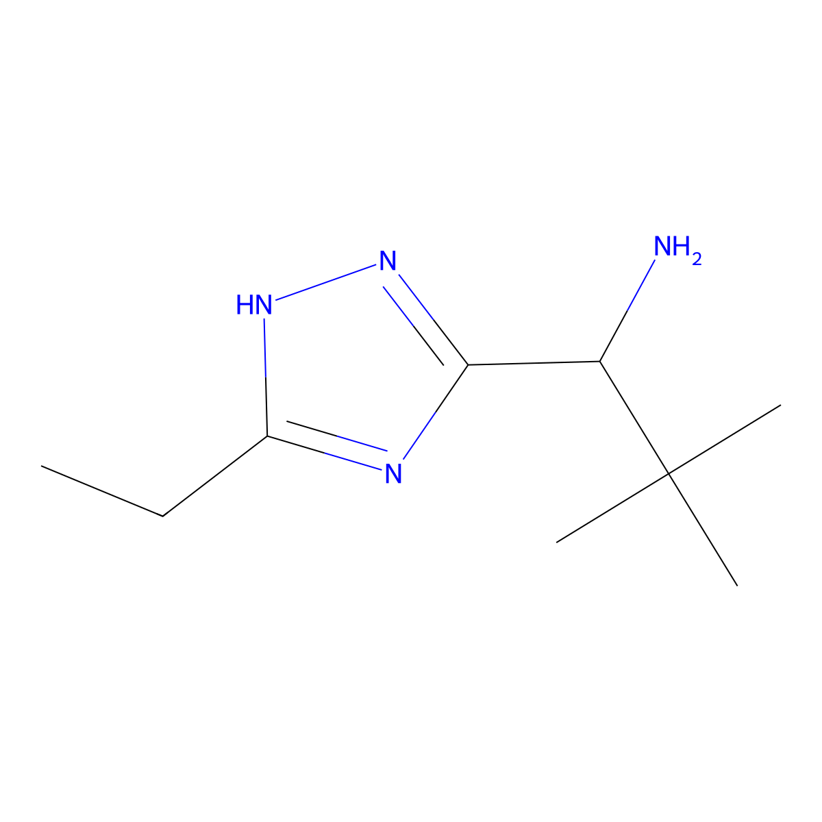 1-(5-ethyl-1H-1,2,4-triazol-3-yl)-2,2-dimethylpropan-1-amine molecular structure, CAS 1247563-08-1