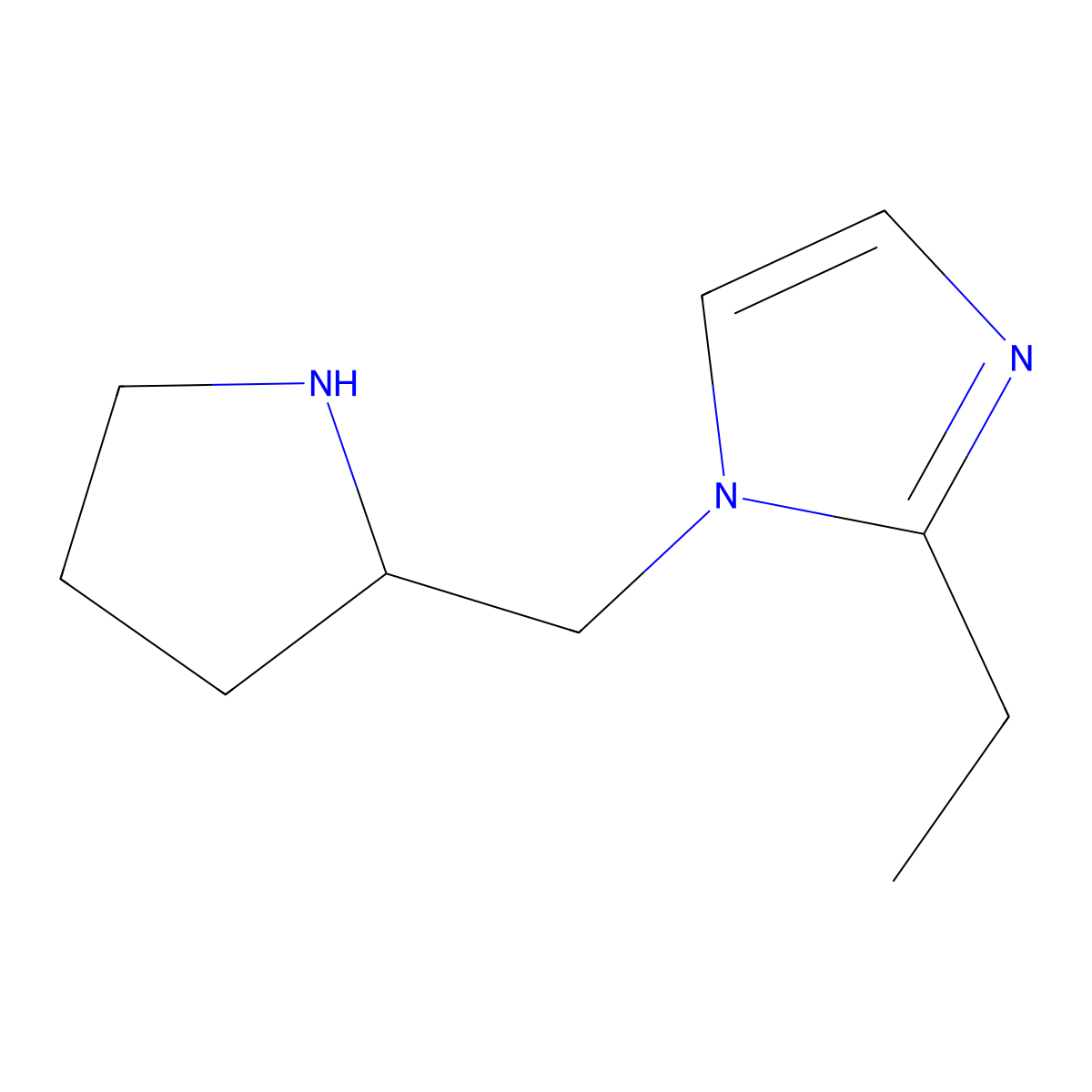 2-ethyl-1-(pyrrolidin-2-ylmethyl)-1H-imidazole molecular structure, CAS 1247563-16-1