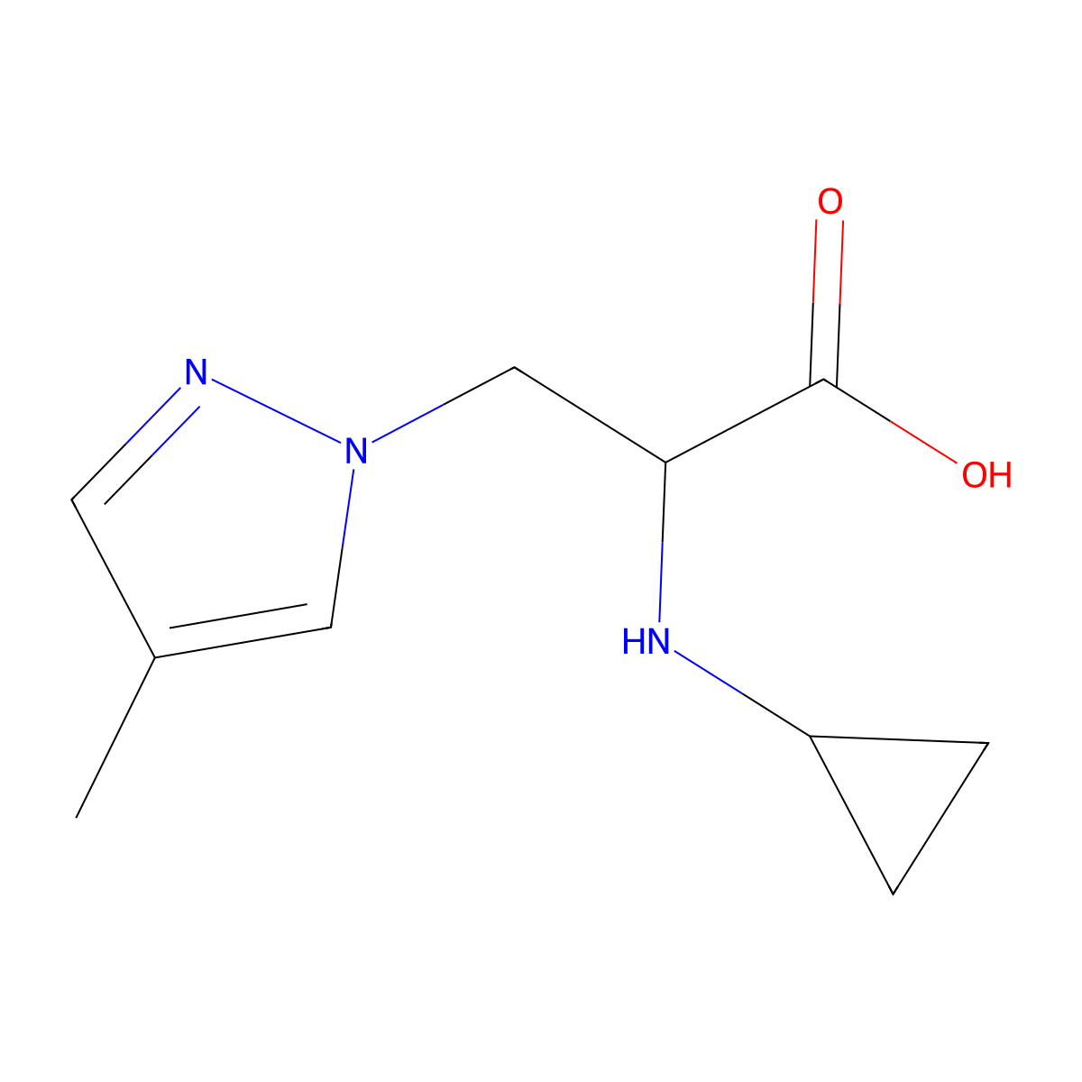 2-(Cyclopropylamino)-3-(4-methyl-1h-pyrazol-1-yl)propanoic acid molecular structure, CAS 1247564-09-5
