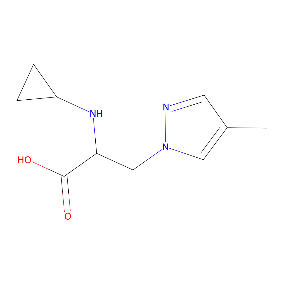 2-(Cyclopropylamino)-3-(4-methyl-1h-pyrazol-1-yl)propanoic acid molecular structure, CAS 1247564-09-5