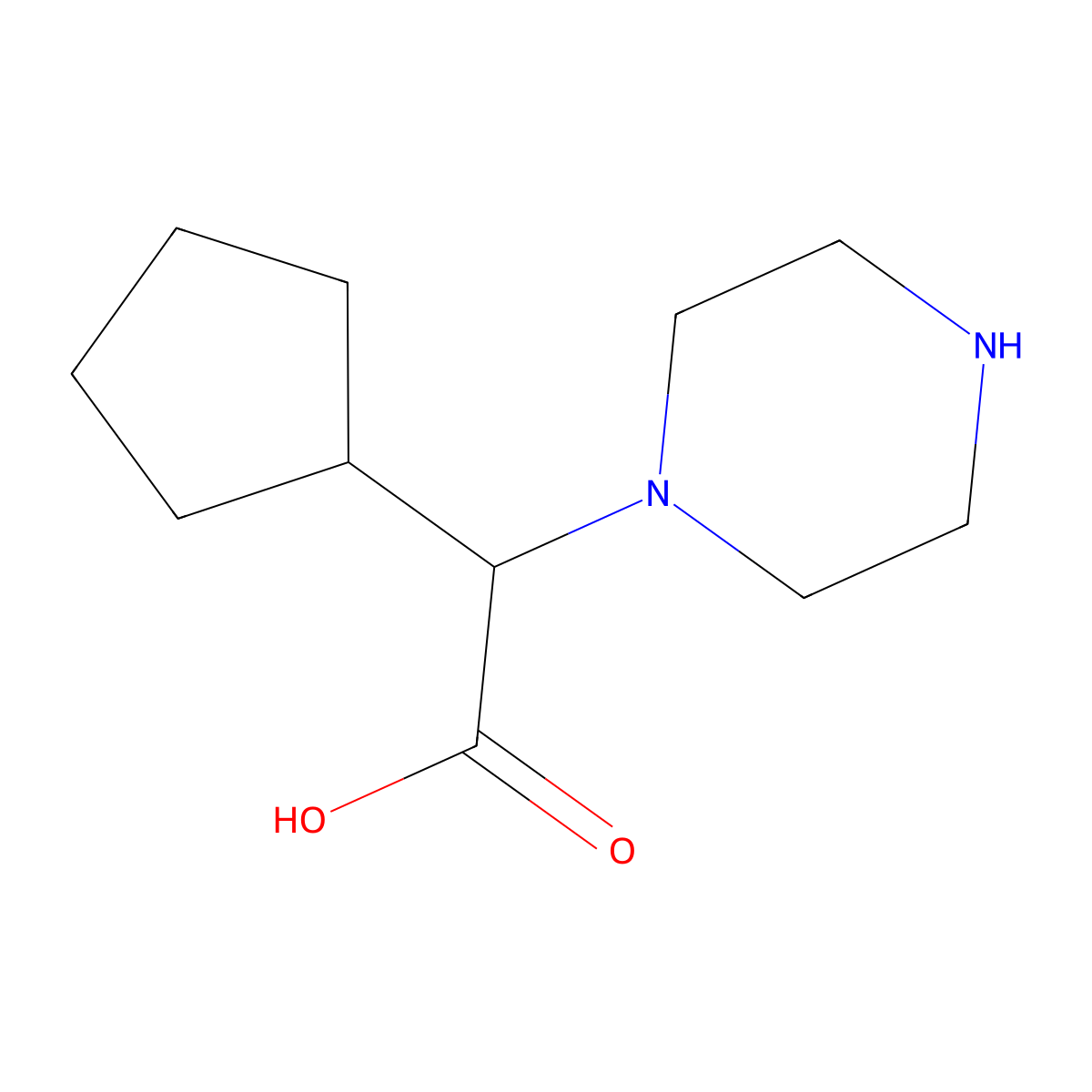 2-Cyclopentyl-2-(piperazin-1-yl)acetic acid molecular structure, CAS 1247569-57-8