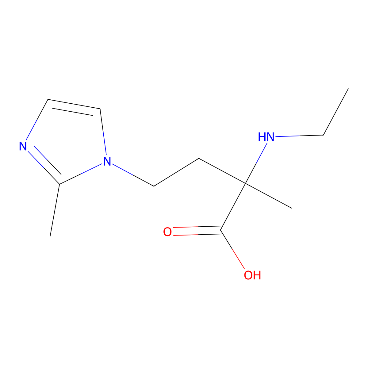 2-(Ethylamino)-2-methyl-4-(2-methyl-1h-imidazol-1-yl)butanoic acid molecular structure, CAS 1247570-74-6