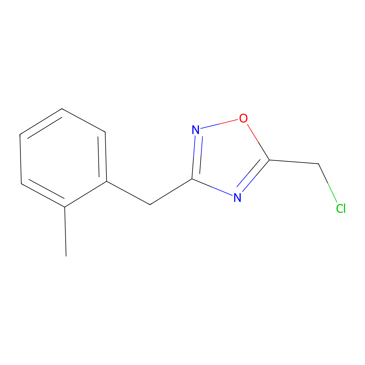 5-(Chloromethyl)-3-[(2-methylphenyl)methyl]-1,2,4-oxadiazole molecular structure, CAS 1247572-99-1