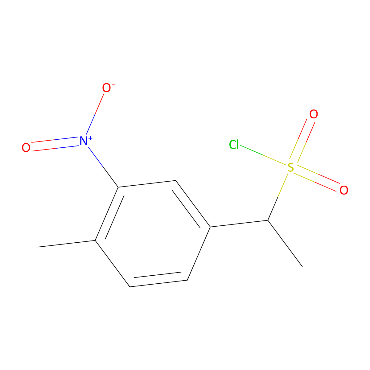 1-(4-Methyl-3-nitrophenyl)ethane-1-sulfonyl chloride molecular structure, CAS 1247573-72-3