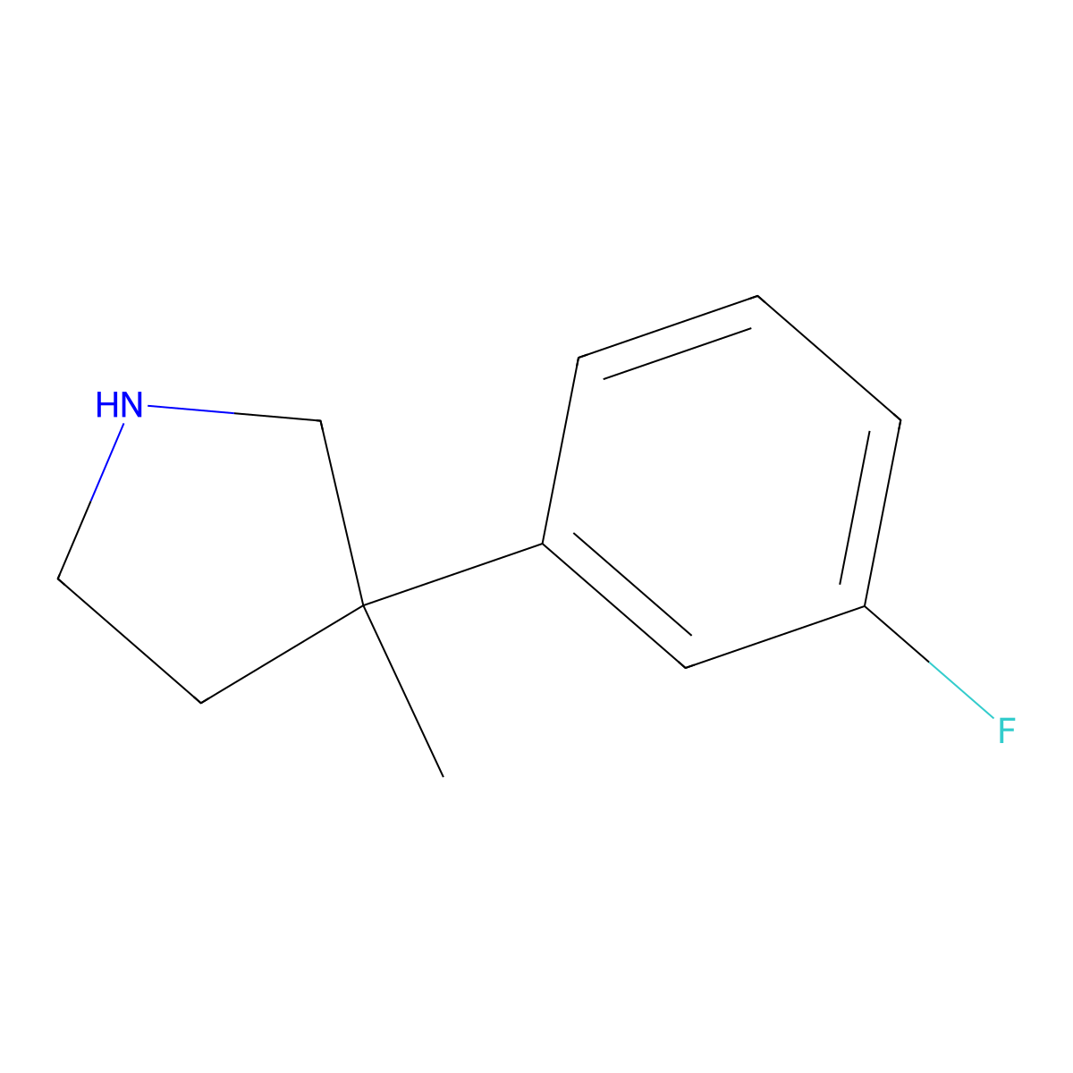 3-(3-Fluorophenyl)-3-methylpyrrolidine molecular structure, CAS 1247573-87-0