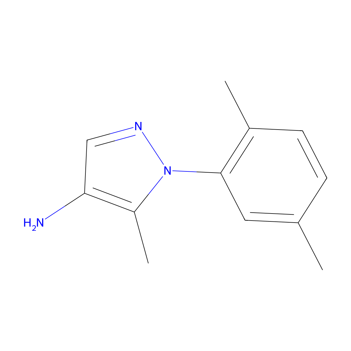 1-(2,5-dimethylphenyl)-5-methyl-1H-pyrazol-4-amine molecular structure, CAS 1247575-27-4