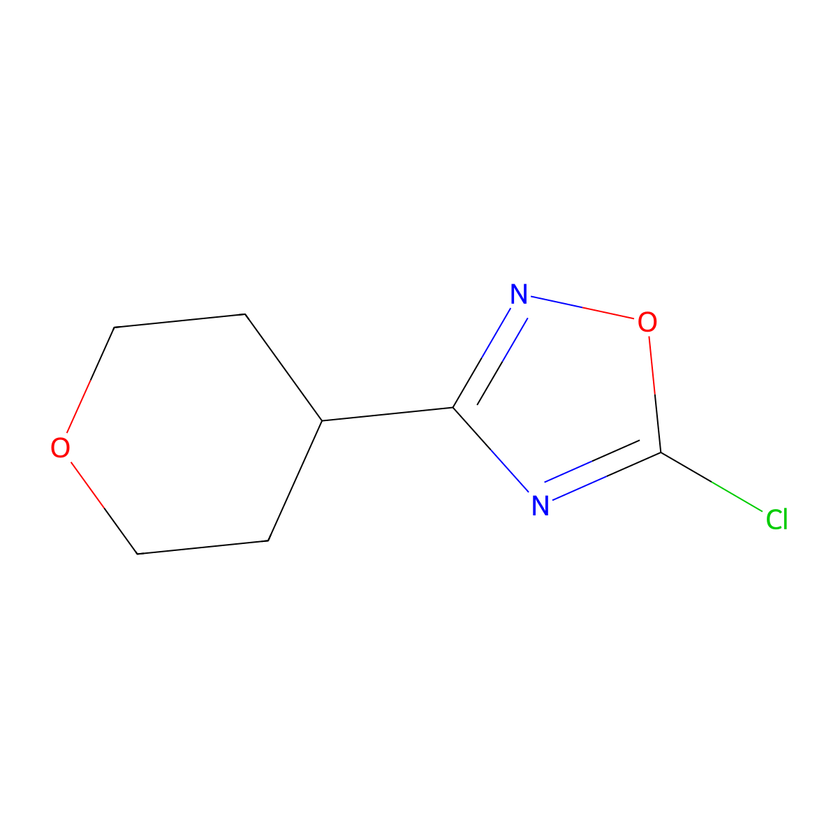 5-Chloro-3-(oxan-4-yl)-1,2,4-oxadiazole molecular structure, CAS 1247575-59-2