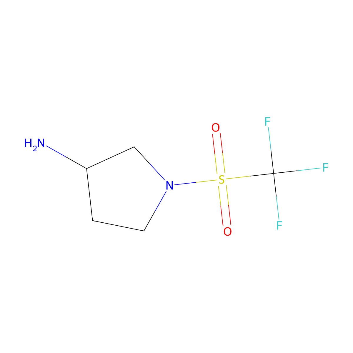 1-Trifluoromethanesulfonylpyrrolidin-3-amine molecular structure, CAS 1247577-14-5
