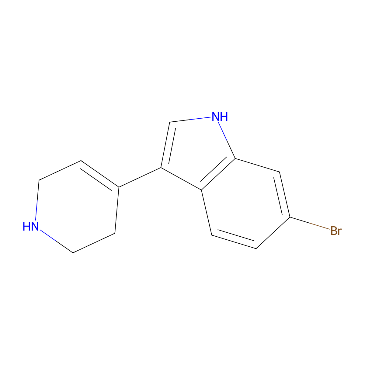 6-bromo-3-(1,2,3,6-tetrahydropyridin-4-yl)-1H-indole molecular structure, CAS 1247577-87-2