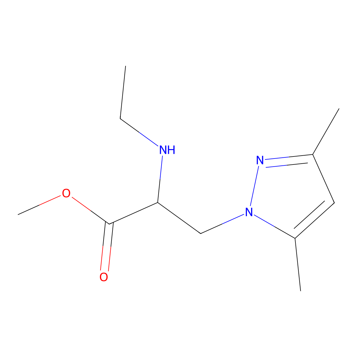 Methyl 3-(3,5-dimethyl-1h-pyrazol-1-yl)-2-(ethylamino)propanoate molecular structure, CAS 1247579-39-0