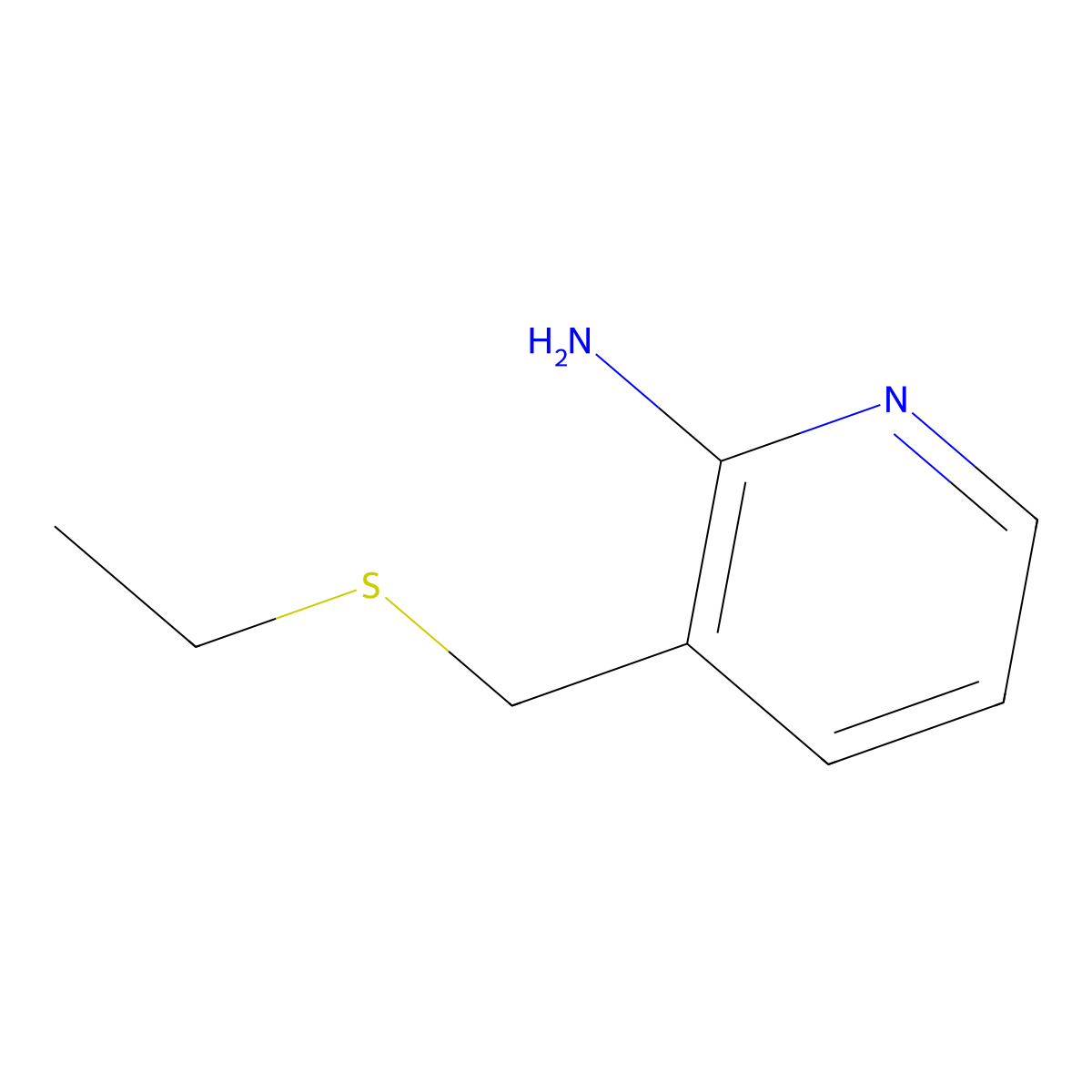 3-[(Ethylsulfanyl)methyl]pyridin-2-amine molecular structure, CAS 1247579-87-8