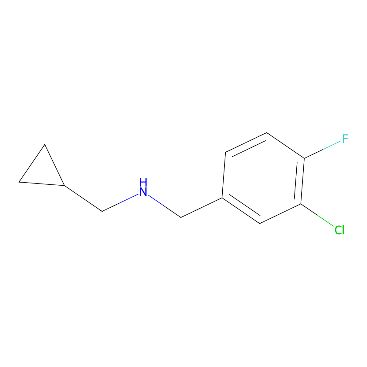 [(3-Chloro-4-fluorophenyl)methyl](cyclopropylmethyl)amine molecular structure, CAS 1247585-62-1