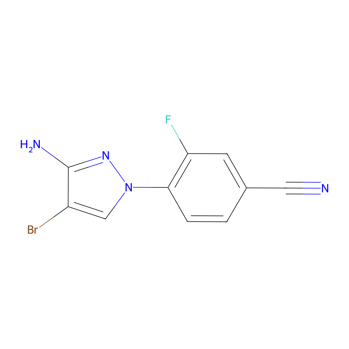 4-(3-amino-4-bromo-1H-pyrazol-1-yl)-3-fluorobenzonitrile molecular structure, CAS 1247586-99-7