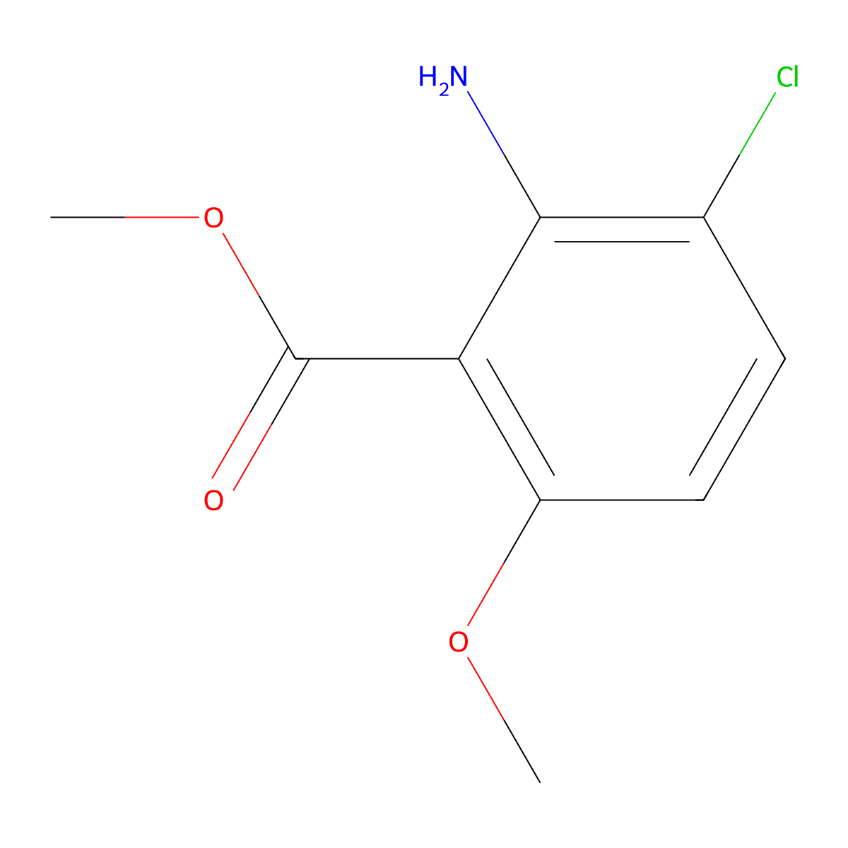 Methyl 2-amino-3-chloro-6-methoxybenzoate molecular structure, CAS 1247590-21-1