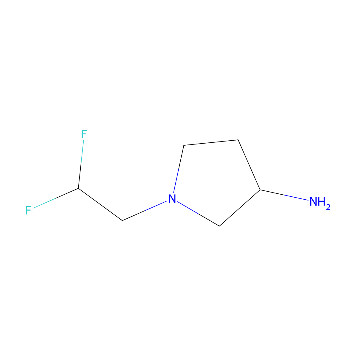 1-(2,2-Difluoroethyl)pyrrolidin-3-amine molecular structure, CAS 1247592-29-5
