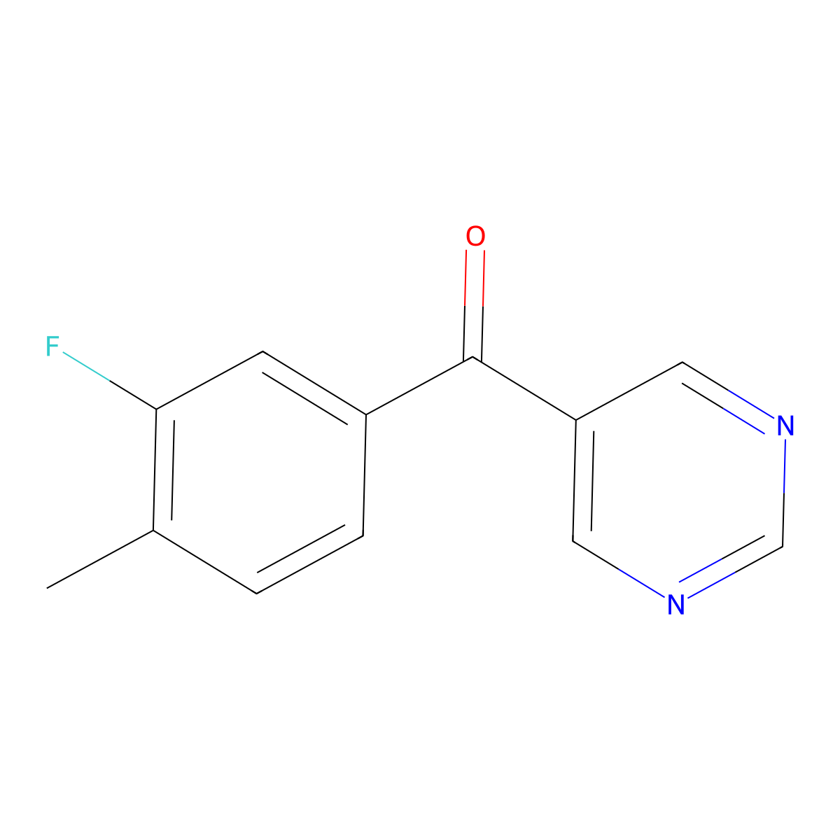 (3-Fluoro-4-methylphenyl)-5-pyrimidinylmethanone molecular structure, CAS 1247592-30-8