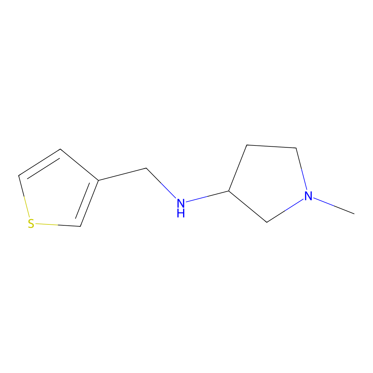 1-methyl-N-(thiophen-3-ylmethyl)pyrrolidin-3-amine molecular structure, CAS 1247598-59-9