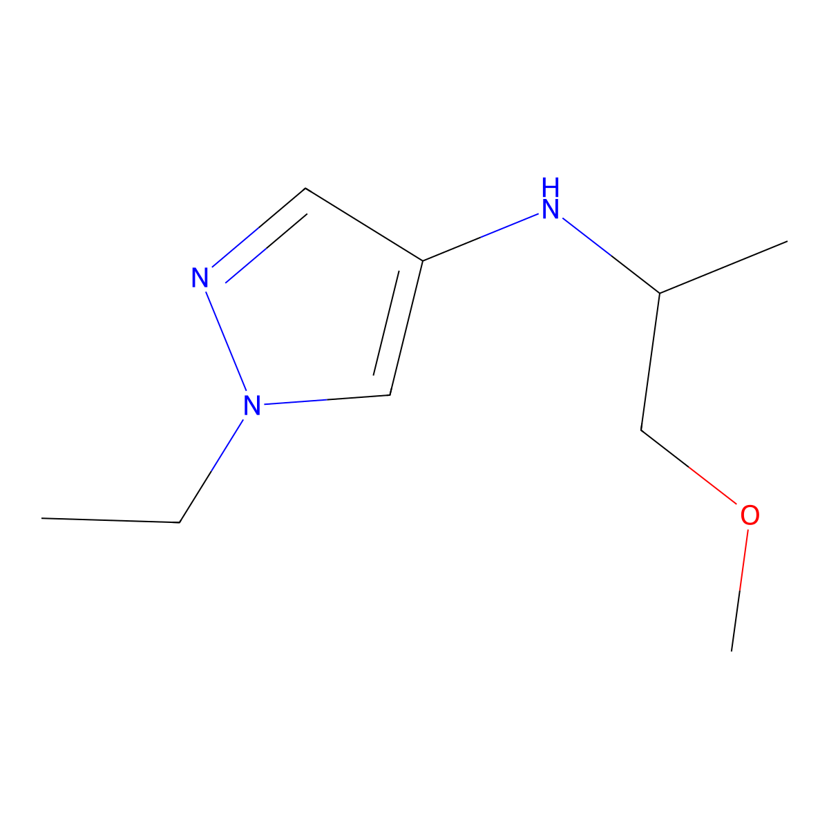 1-Ethyl-N-(1-methoxypropan-2-yl)-1H-pyrazol-4-amine molecular structure, CAS 1247605-63-5