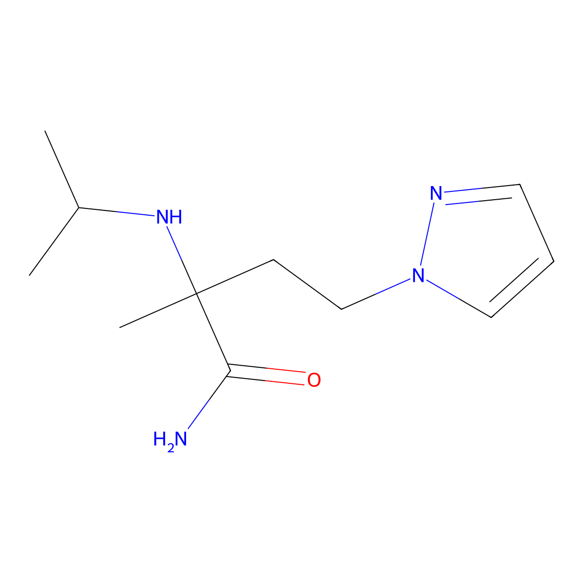 2-(Isopropylamino)-2-methyl-4-(1h-pyrazol-1-yl)butanamide molecular structure, CAS 1247606-33-2