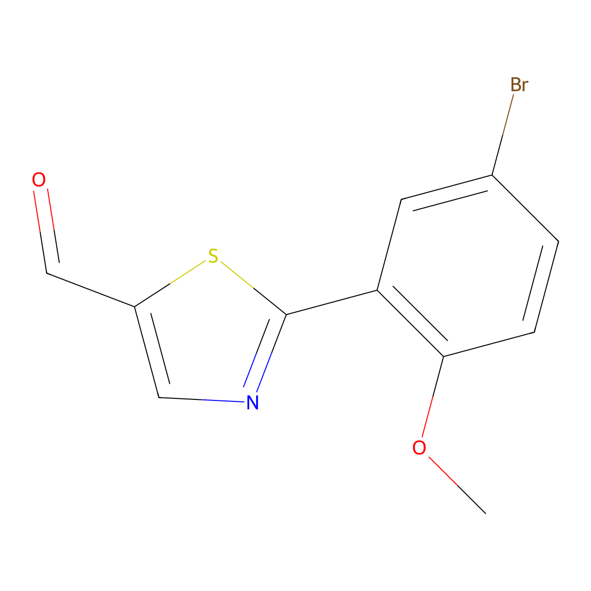 2-(5-Bromo-2-methoxyphenyl)thiazole-5-carbaldehyde molecular structure, CAS 1247607-15-3
