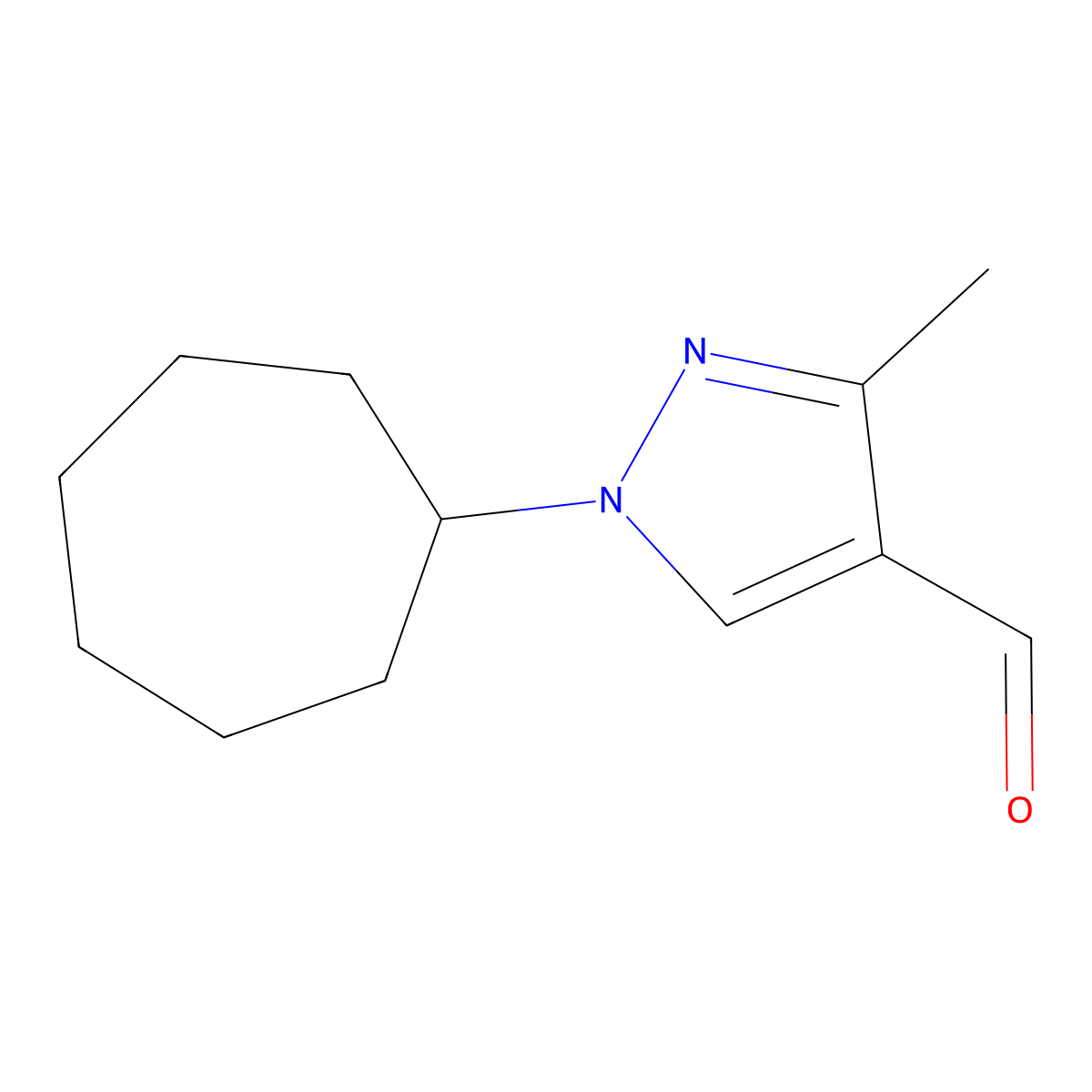 1-Cycloheptyl-3-methyl-1H-pyrazole-4-carbaldehyde molecular structure, CAS 1247607-44-8
