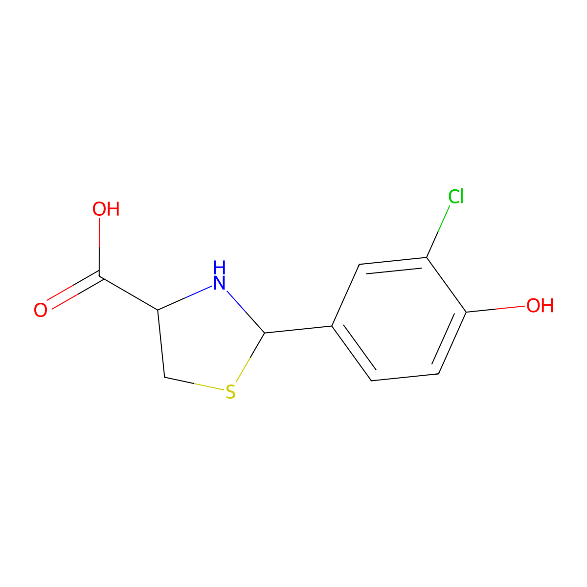 2-(3-Chloro-4-hydroxyphenyl)-1,3-thiazolidine-4-carboxylic acid molecular structure, CAS 1247608-62-3
