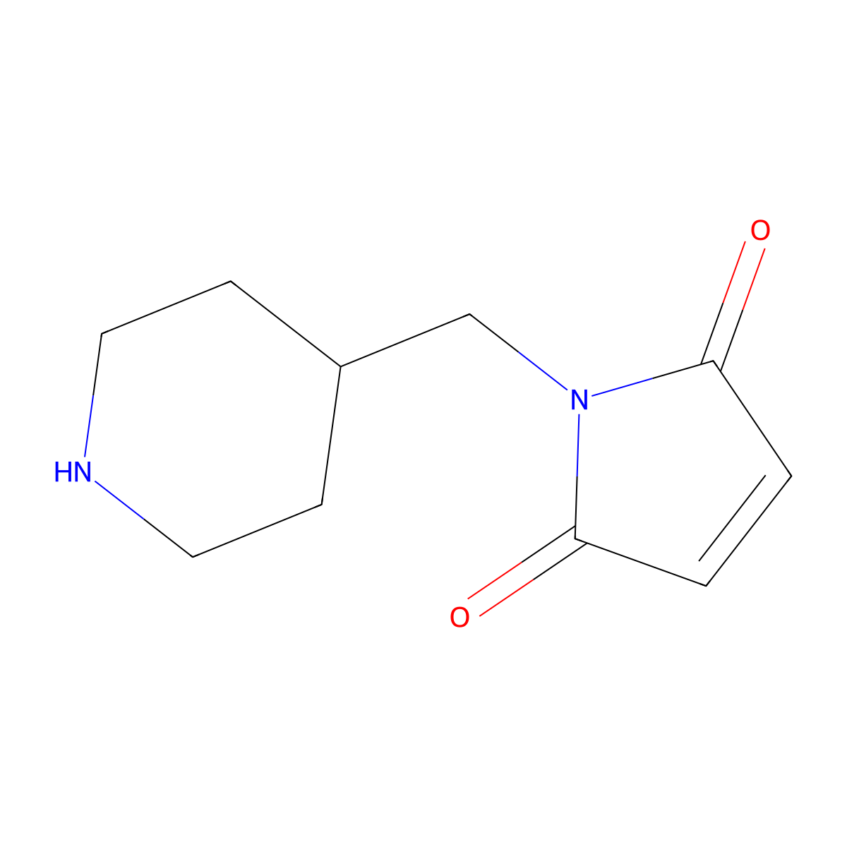 1-(piperidin-4-ylmethyl)-2,5-dihydro-1H-pyrrole-2,5-dione molecular structure, CAS 1247611-75-1