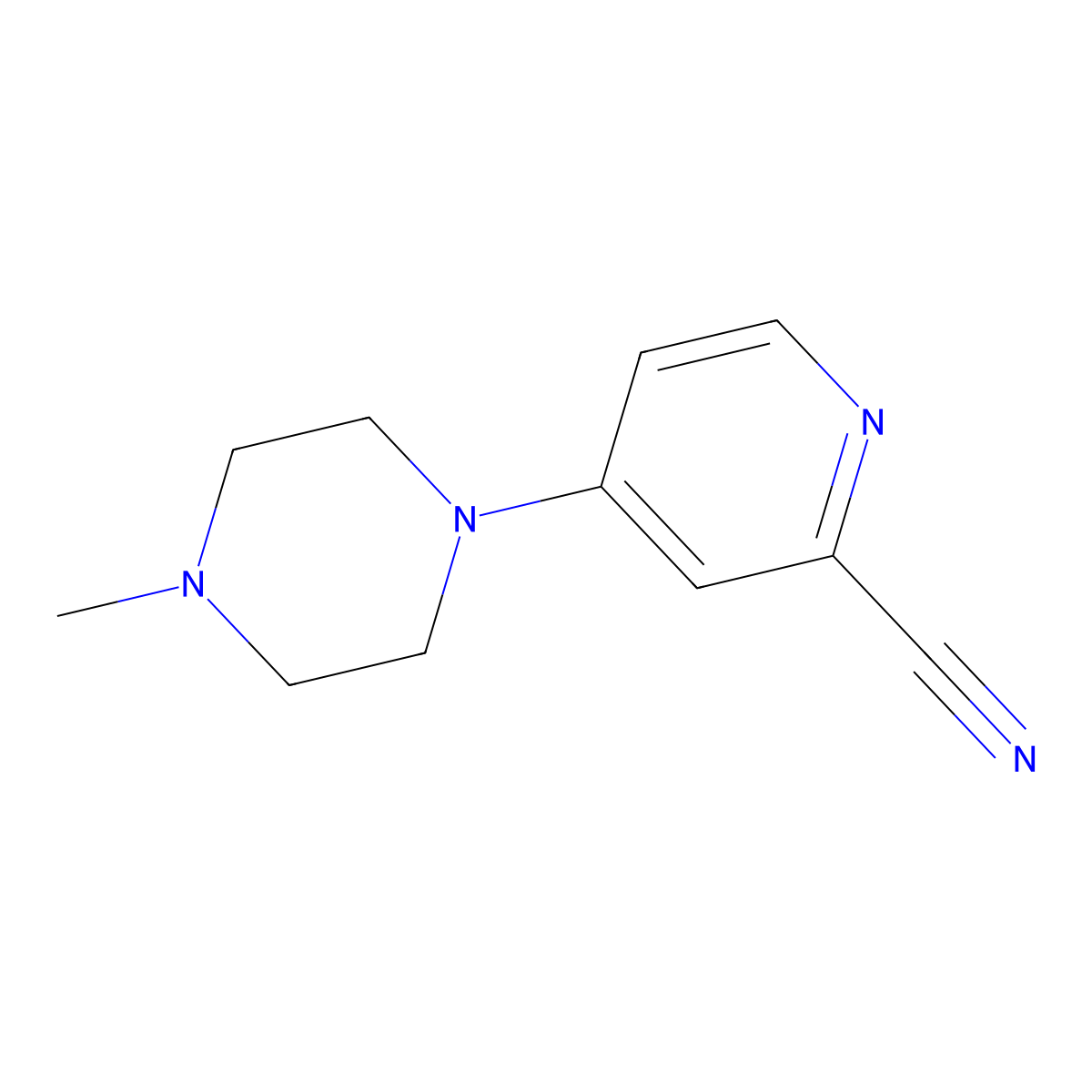 4-(4-Methylpiperazin-1-yl)pyridine-2-carbonitrile molecular structure, CAS 1247612-36-7
