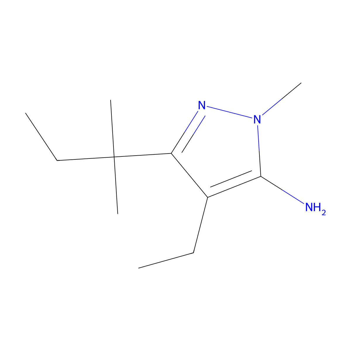 4-ethyl-1-methyl-3-(2-methylbutan-2-yl)-1H-pyrazol-5-amine molecular structure, CAS 1247616-69-8