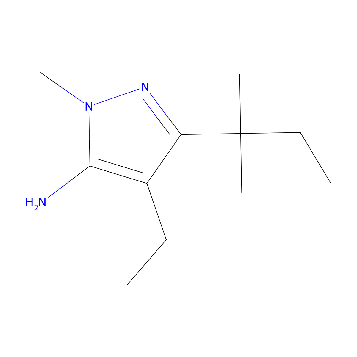 4-ethyl-1-methyl-3-(2-methylbutan-2-yl)-1H-pyrazol-5-amine molecular structure, CAS 1247616-69-8