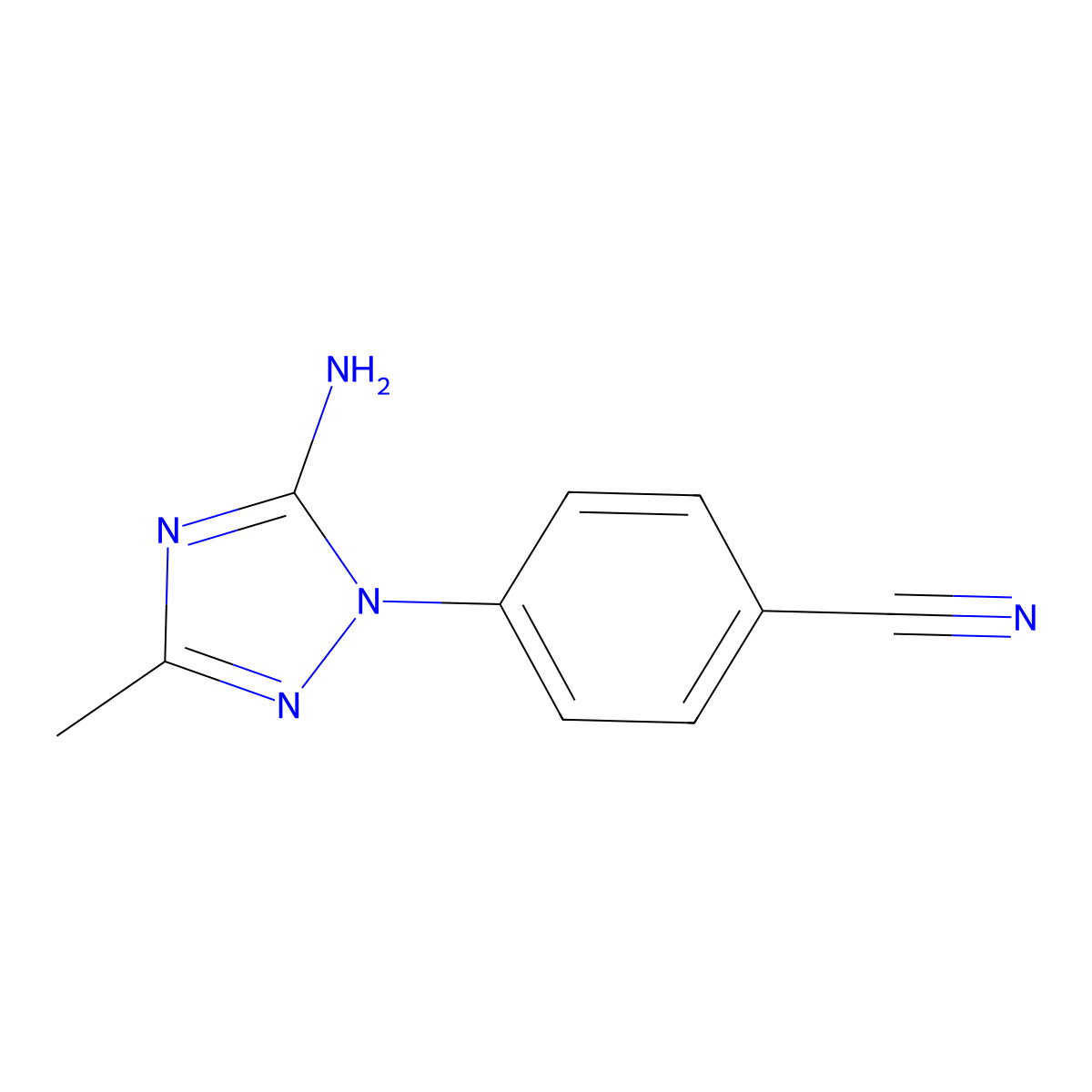 4-(5-amino-3-methyl-1H-1,2,4-triazol-1-yl)benzonitrile molecular structure, CAS 1247616-92-7
