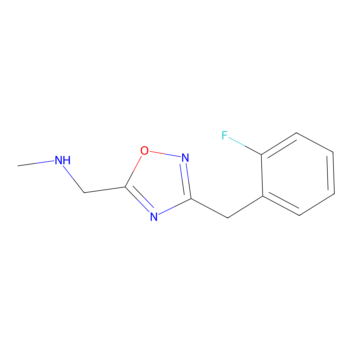 ({3-[(2-Fluorophenyl)methyl]-1,2,4-oxadiazol-5-yl}methyl)(methyl)amine molecular structure, CAS 1247617-91-9