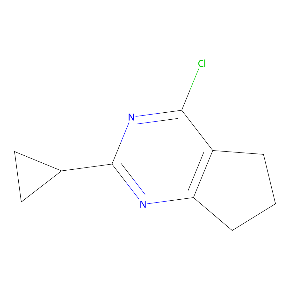 4-chloro-2-cyclopropyl-5H,6H,7H-cyclopenta[d]pyrimidine molecular structure, CAS 1247618-11-6