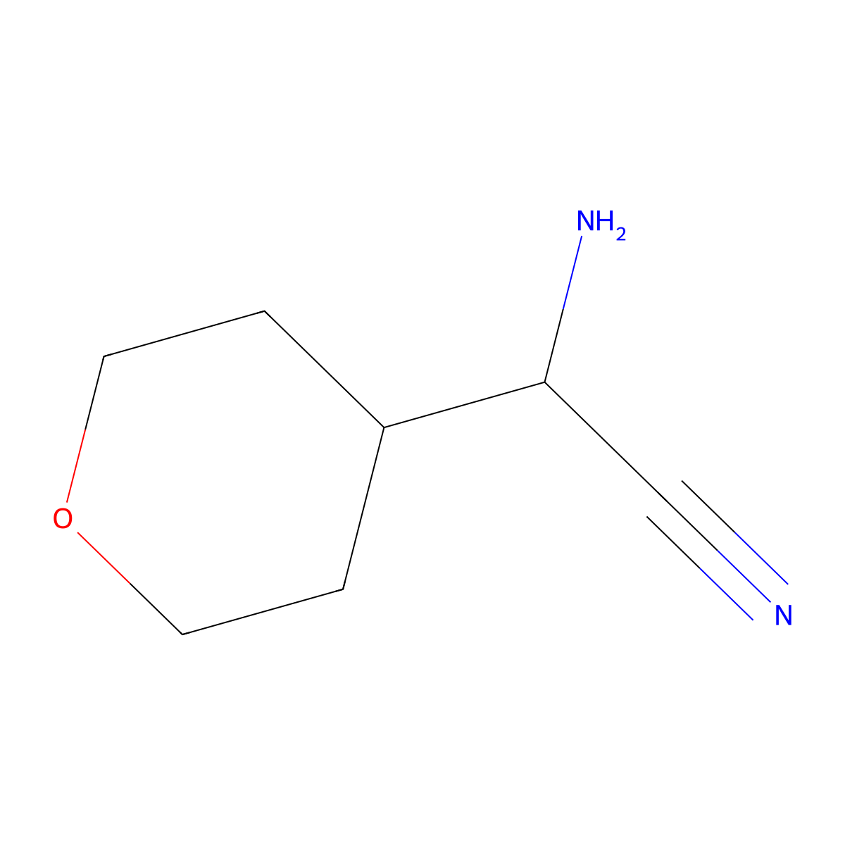 2-Amino-2-(tetrahydro-2H-pyran-4-yl)acetonitrile molecular structure, CAS 1247619-00-6