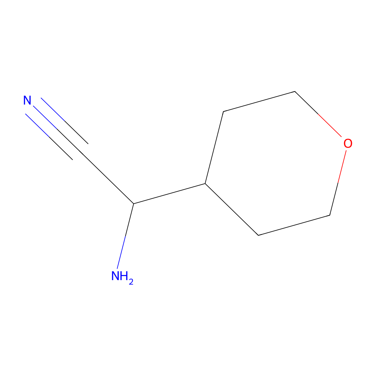 2-Amino-2-(tetrahydro-2H-pyran-4-yl)acetonitrile molecular structure, CAS 1247619-00-6