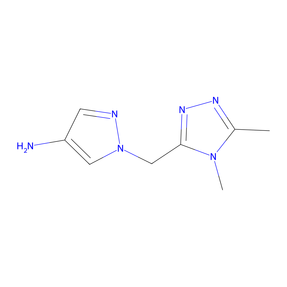 1-((4,5-Dimethyl-4h-1,2,4-triazol-3-yl)methyl)-1h-pyrazol-4-amine molecular structure, CAS 1247619-25-5
