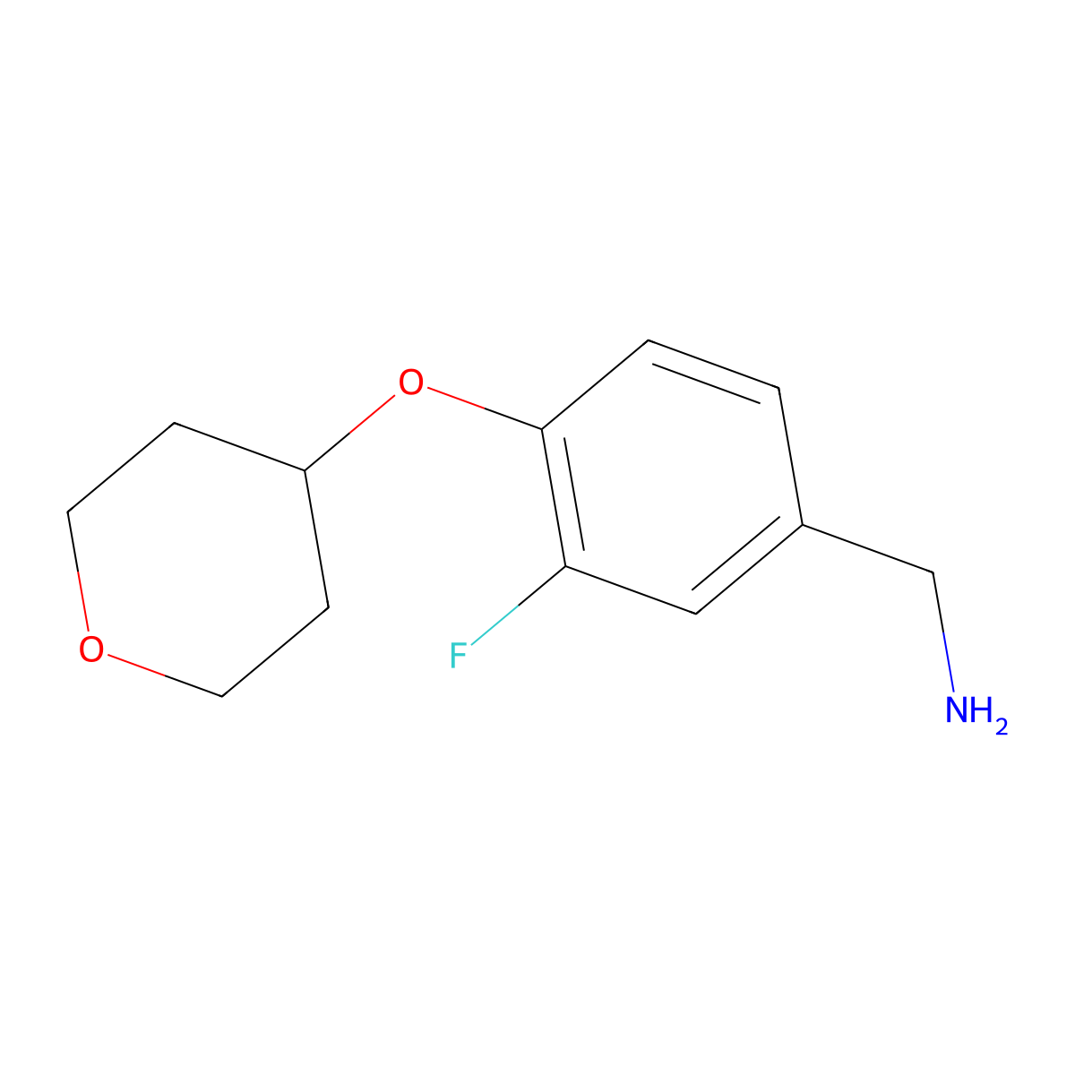 [3-Fluoro-4-(oxan-4-yloxy)phenyl]methanamine molecular structure, CAS 1247619-84-6
