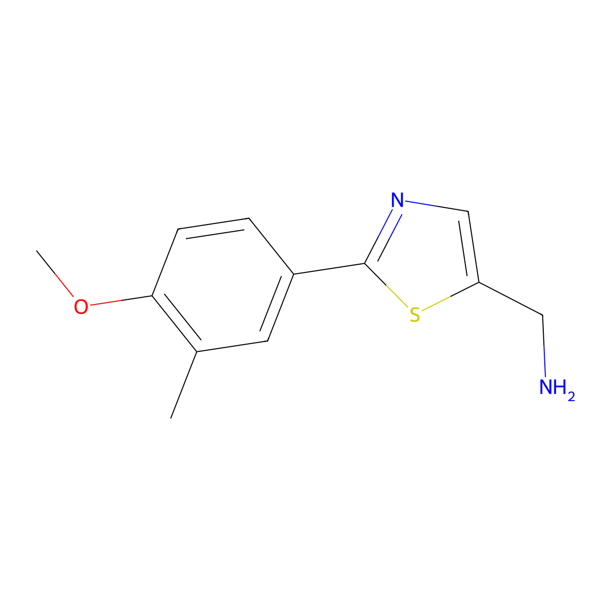 (2-(4-Methoxy-3-methylphenyl)thiazol-5-yl)methanamine molecular structure, CAS 1247620-71-8