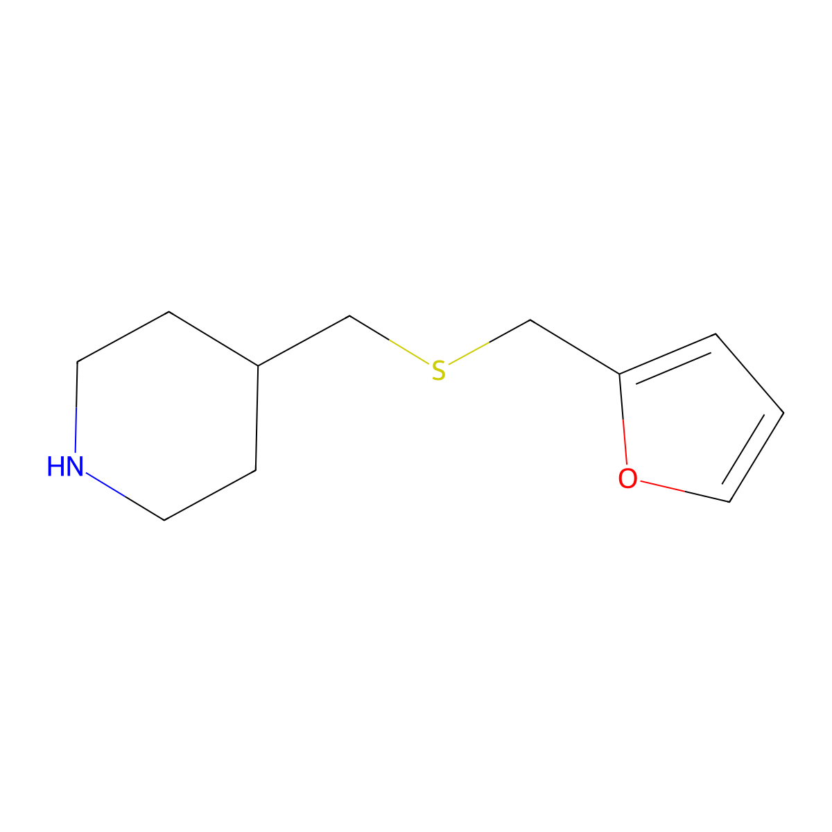 4-({[(Furan-2-yl)methyl]sulfanyl}methyl)piperidine molecular structure, CAS 1247621-68-6