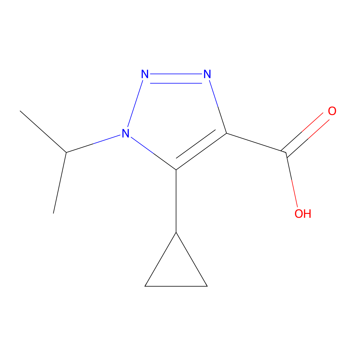 5-cyclopropyl-1-(propan-2-yl)-1H-1,2,3-triazole-4-carboxylic acid molecular structure, CAS 1247622-86-1