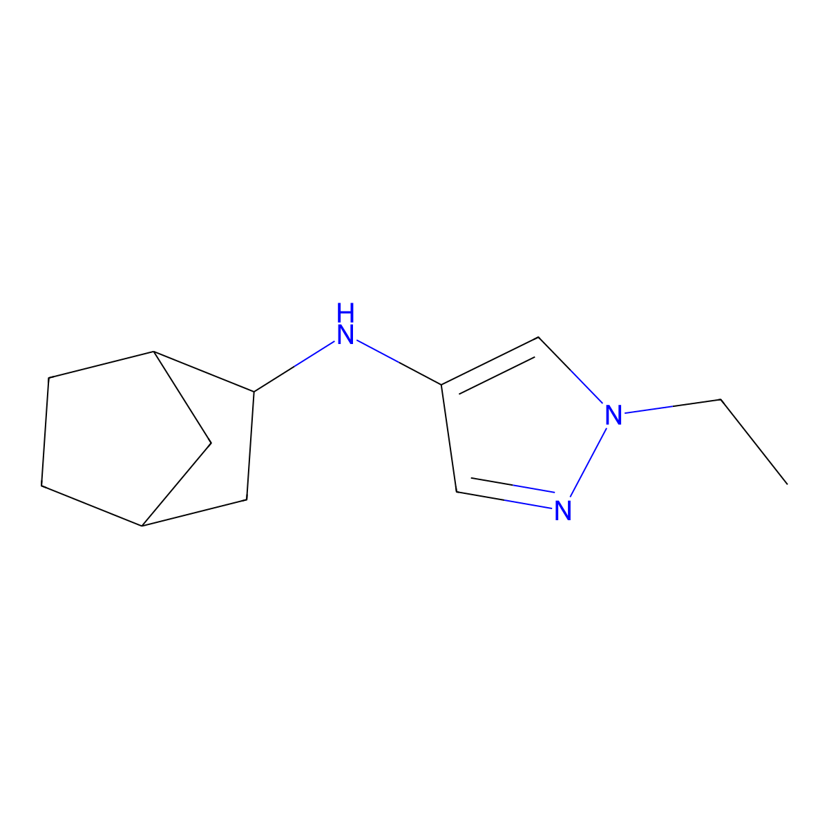 N-{bicyclo[2.2.1]heptan-2-yl}-1-ethyl-1H-pyrazol-4-amine molecular structure, CAS 1247624-34-5