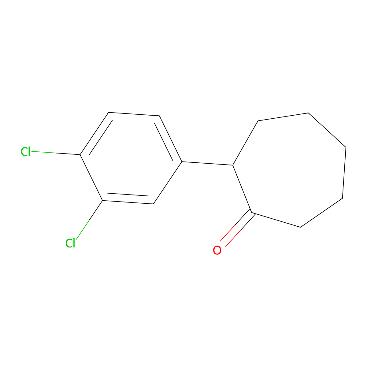 2-(3,4-Dichlorophenyl)cycloheptan-1-one molecular structure, CAS 1247624-42-5
