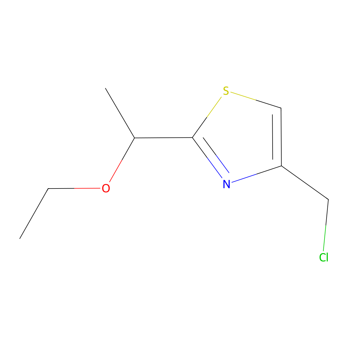 4-(Chloromethyl)-2-(1-ethoxyethyl)-1,3-thiazole molecular structure, CAS 1247625-25-7
