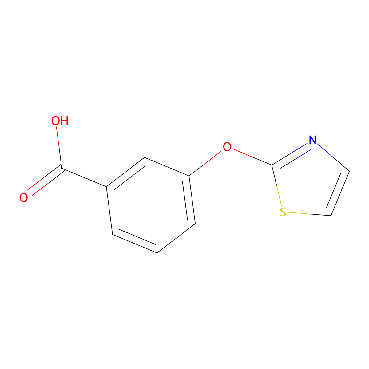 3-(1,3-Thiazol-2-yloxy)benzoic acid molecular structure, CAS 1247625-79-1