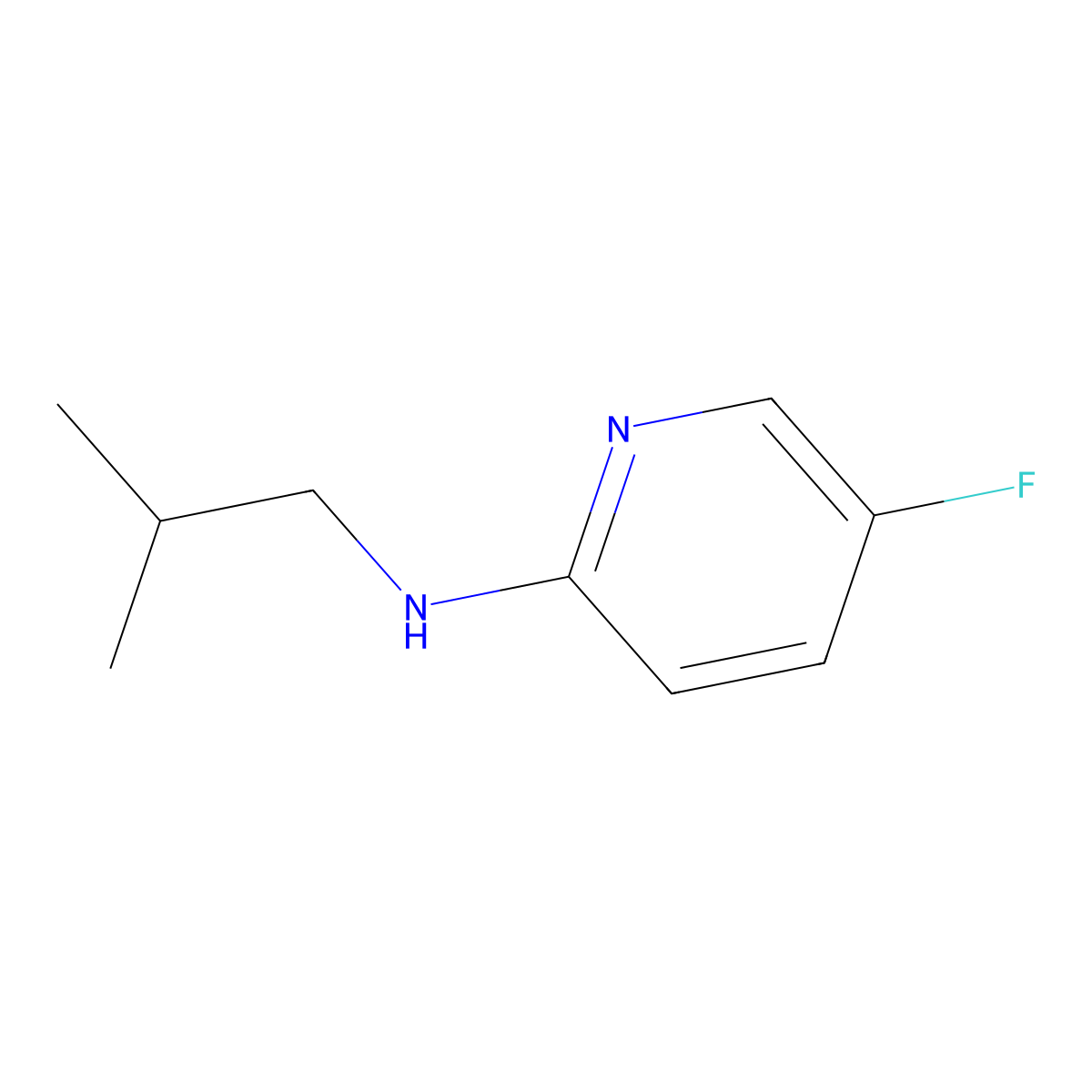 5-fluoro-N-(2-methylpropyl)pyridin-2-amine molecular structure, CAS 1247626-21-6