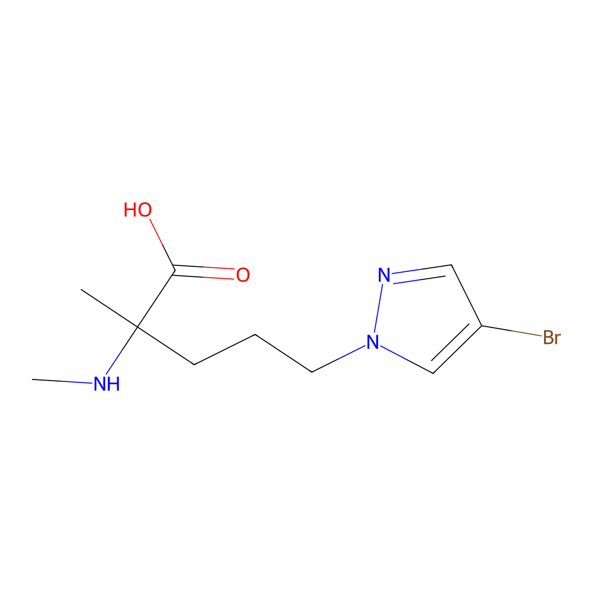 5-(4-Bromo-1h-pyrazol-1-yl)-2-methyl-2-(methylamino)pentanoic acid molecular structure, CAS 1247626-33-0