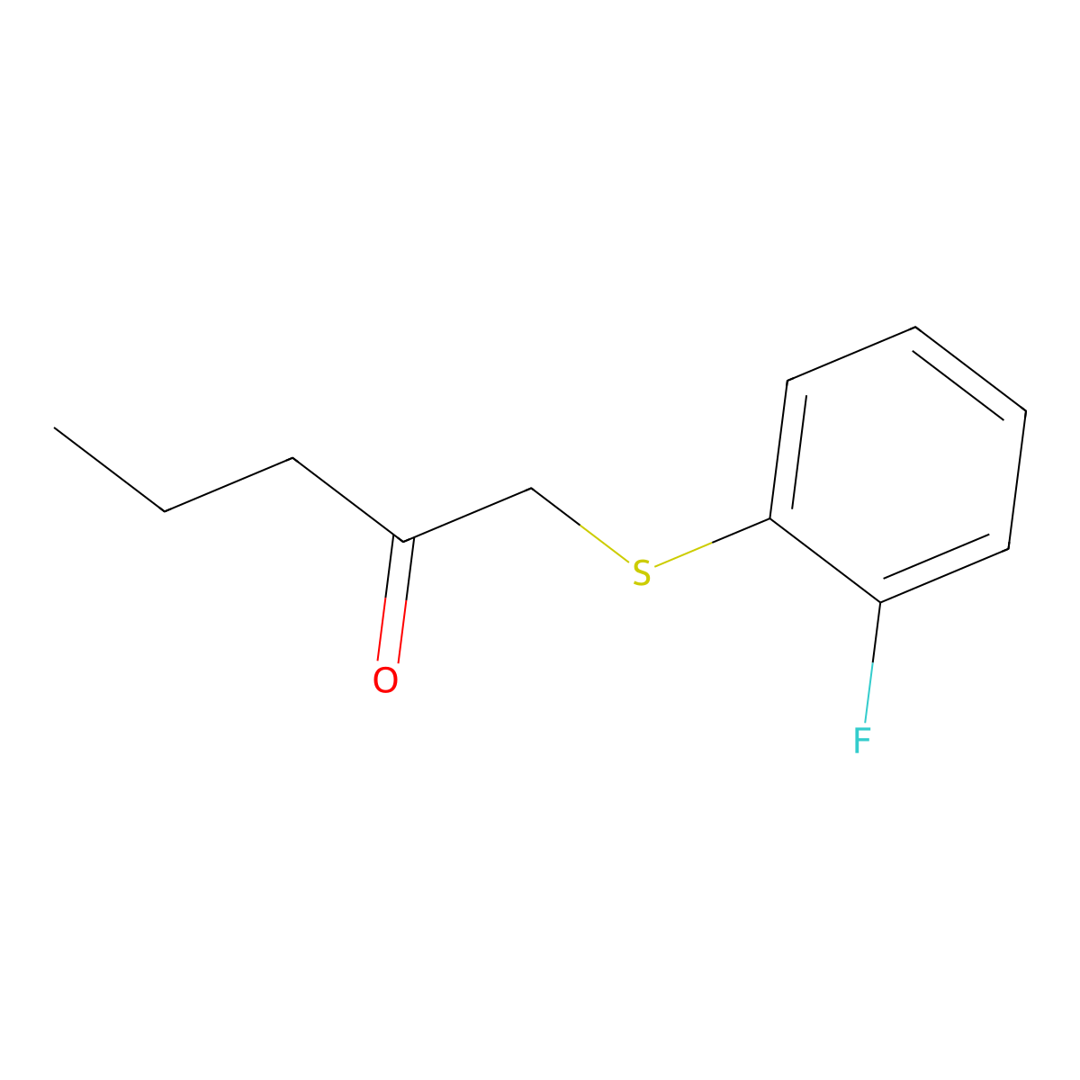 1-((2-Fluorophenyl)thio)pentan-2-one molecular structure, CAS 1247627-80-0